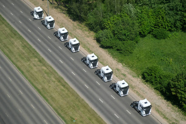istock Many trucks without trailers on the open road 2158445020
