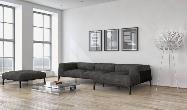 istock Large luxury modern bright interiors Living room mockup illustration 3D rendering image 2158446232