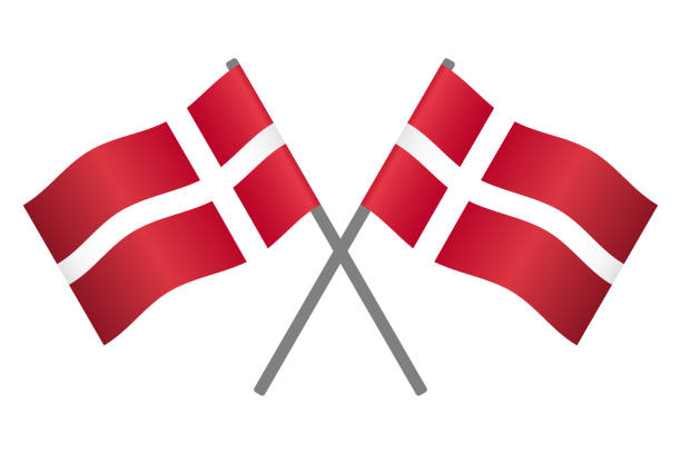 ilustrações, clipart, desenhos animados e ícones de flag of denmark waving 3d gradient shiny effect texture vector illustration for decoration celebration. - bandeira dinamarquesa