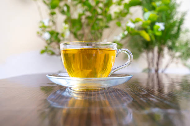 Green Tea in a tea cup Leaf Green tea leaves Organic Tea