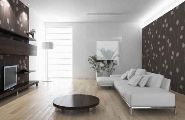 istock Large luxury modern bright interiors Living room mockup illustration 3D rendering image 2158447007