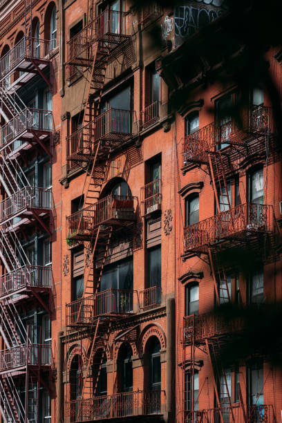 istock Vintage Fire Escapes on Classic New York Red Brick Buildings 2158458493