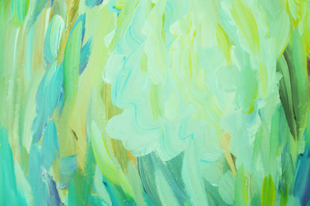 istock Multicolored green and yellow, blue light abstract brush strokes, artistic background with texture of stripes, strokes. 2158459864