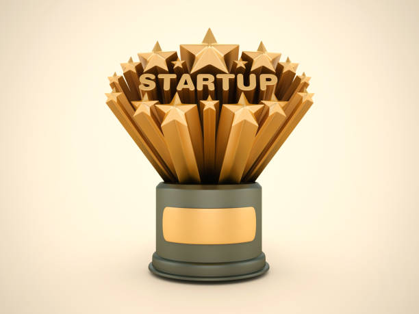 istock Gold Stars with Startup Word on Trophy 2158462775