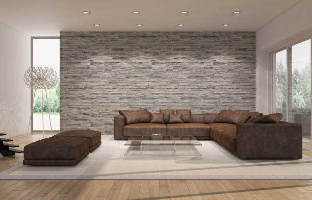 istock Large luxury modern bright interiors Living room mockup illustration 3D rendering image 2158463709