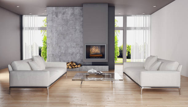 istock Large luxury modern bright interiors Living room mockup illustration 3D rendering image 2158464332