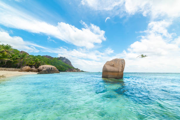 istock World famous Anse Source d'Argent beach seen from the water 2158472598