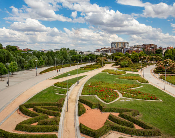 istock Madrid Rio Park gardens in spring with Arganzuela Bridge in background 2158473044