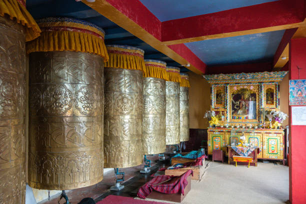 istock Prayer wheel, in a Buddhist monastery, Darjeeling and Sikkim, India 2158478872