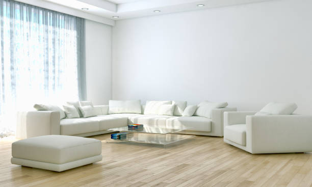 istock Large luxury modern bright interiors Living room mockup illustration 3D rendering image 2158479593