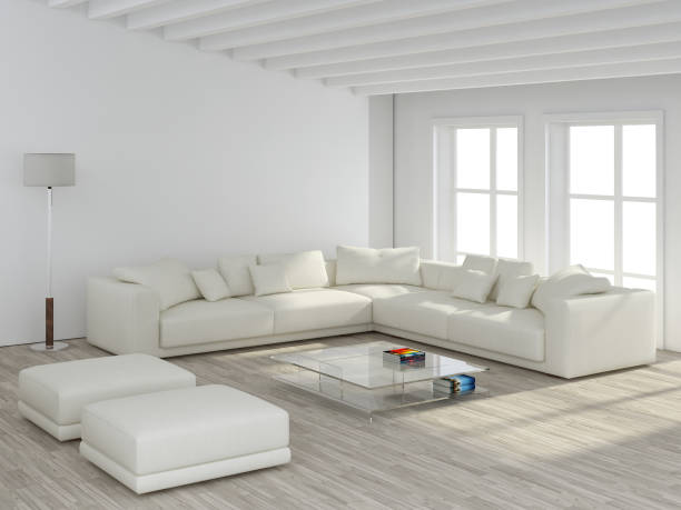 istock Large luxury modern bright interiors Living room mockup illustration 3D rendering image 2158480436