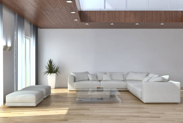 istock Large luxury modern bright interiors Living room mockup illustration 3D rendering image 2158480825