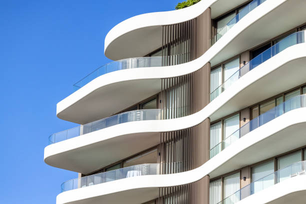 istock Top part of new, modern apartment building, background with copy space 2158480922