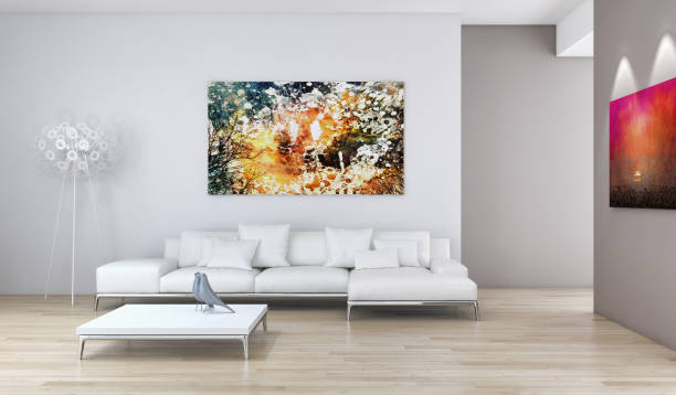 istock Large luxury modern bright interiors Living room mockup illustration 3D rendering image 2158481000