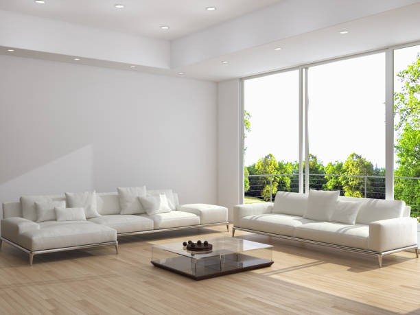 istock Large luxury modern bright interiors Living room mockup illustration 3D rendering image 2158481932