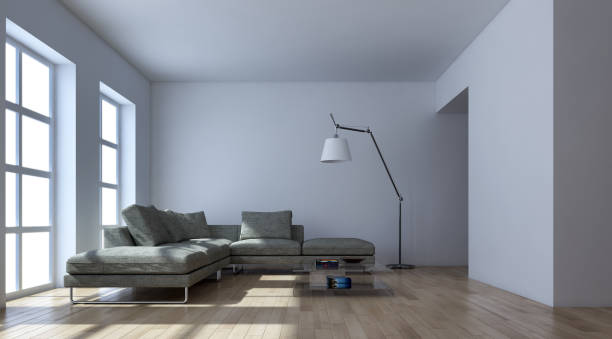 istock Large luxury modern bright interiors Living room mockup illustration 3D rendering image 2158482053