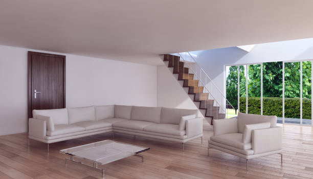 istock Large luxury modern bright interiors Living room mockup illustration 3D rendering image 2158482070