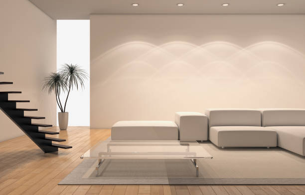 istock Large luxury modern bright interiors Living room mockup illustration 3D rendering image 2158482079