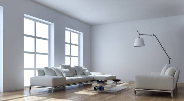 istock Large luxury modern bright interiors Living room mockup illustration 3D rendering image 2158482086