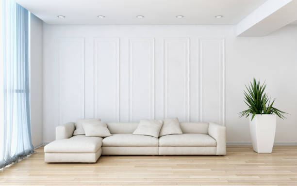 istock Large luxury modern bright interiors Living room mockup illustration 3D rendering image 2158482180
