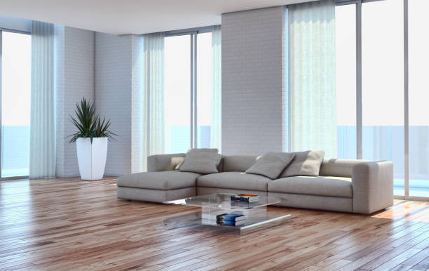 istock Large luxury modern bright interiors Living room mockup illustration 3D rendering image 2158482182