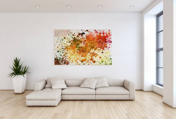 istock Large luxury modern bright interiors Living room mockup illustration 3D rendering image 2158482227