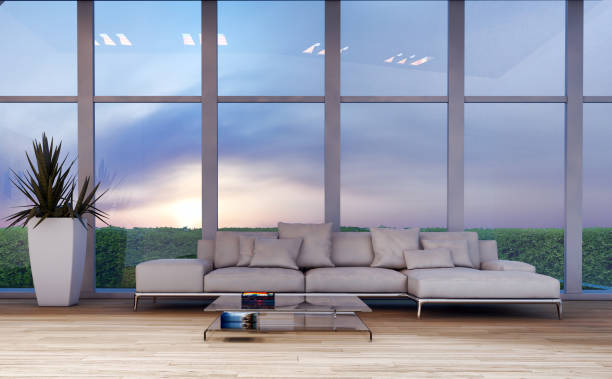 istock Large luxury modern bright interiors Living room mockup illustration 3D rendering image 2158482228