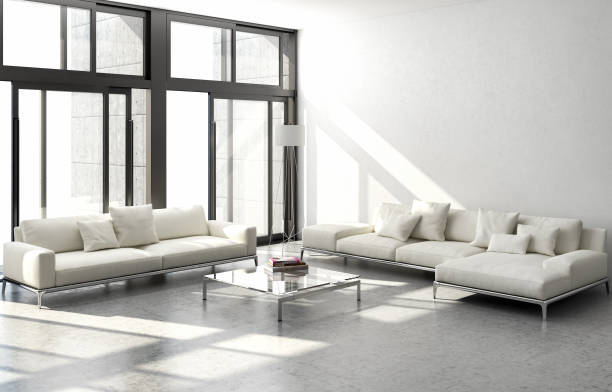istock Large luxury modern bright interiors Living room mockup illustration 3D rendering image 2158482834
