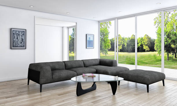 istock Large luxury modern bright interiors Living room mockup illustration 3D rendering image 2158483279