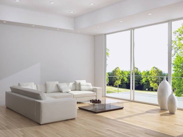 istock Large luxury modern bright interiors Living room mockup illustration 3D rendering image 2158484176