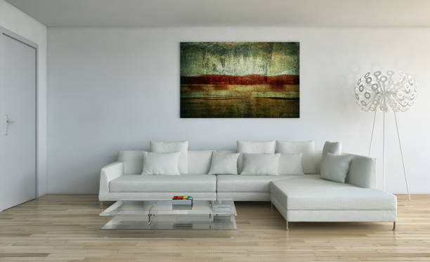 istock Large luxury modern bright interiors Living room mockup illustration 3D rendering image 2158484454