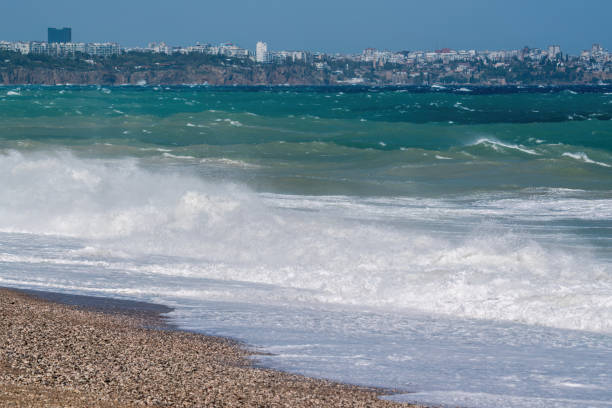 Antalya landscape with storm and rough sea