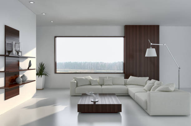 istock Large luxury modern bright interiors Living room mockup illustration 3D rendering image 2158485006