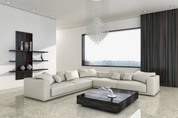 istock Large luxury modern bright interiors Living room mockup illustration 3D rendering image 2158485072