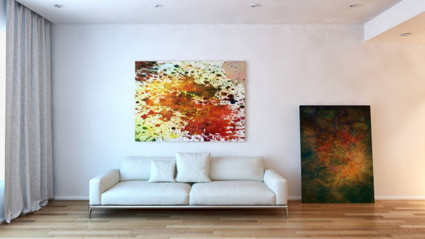 istock Large luxury modern bright interiors Living room mockup illustration 3D rendering image 2158485206