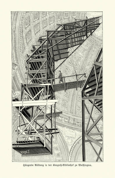 istock History, Architecture, Construction, scaffolding, dome, Washington, Victorian 1890s 19th Century, Vinatge illustration 1890s, German text 2158485628