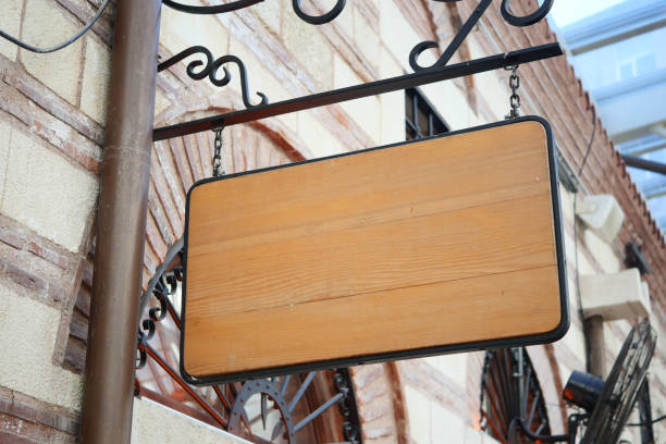 Street signboard mockup on modern city building