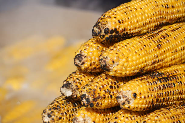 Close up of Grilled corn background .
