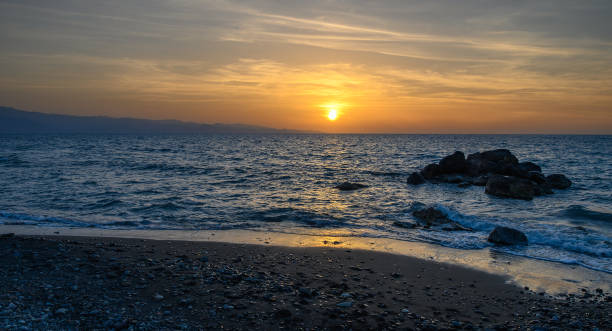 istock Bright Sunset mediterranean Sea colorfull reflection on . 2158492436
