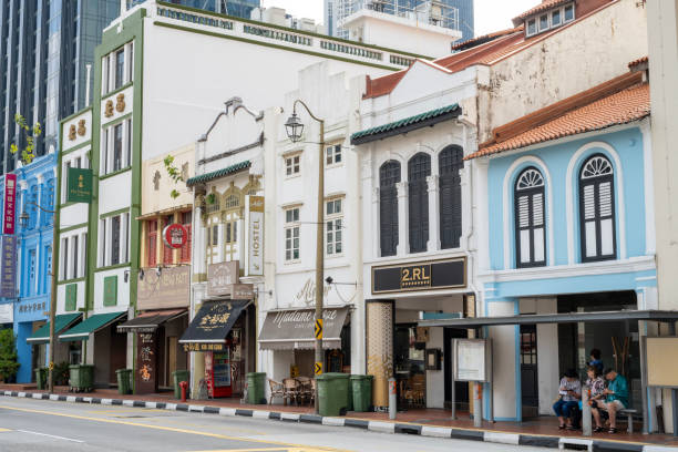 street view of singapore with Masjid Sultan, Singapore city.