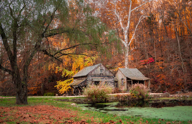 istock Cuttalossa barn mill in Bucks County Pennsylvania with colorful fall foliage. 2158499278