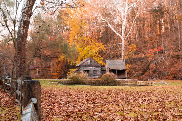 istock Cuttalossa barn mill in Bucks County Pennsylvania with colorful fall foliage. 2158499281
