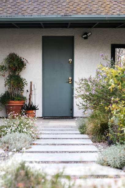 istock Green front door exterior decor 2158510609