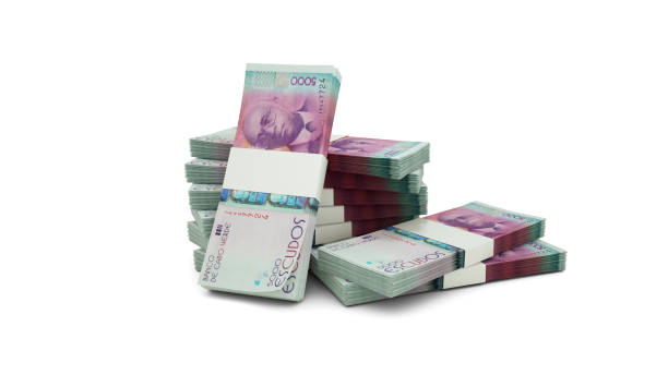 istock 3d rendering of Stack of Cape Verdean Escudo notes. bundles of Cape Verdean currency notes isolated on white background 2158513731