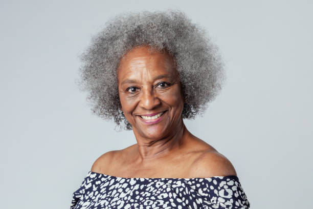 istock Happy black senior woman in a studio shoot 2158518282