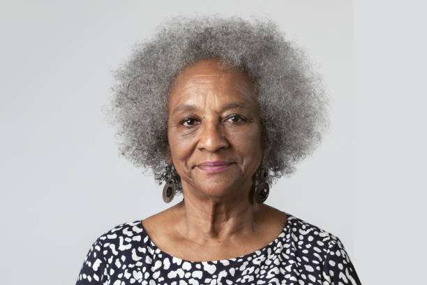istock Happy black senior woman in a studio shoot 2158518319