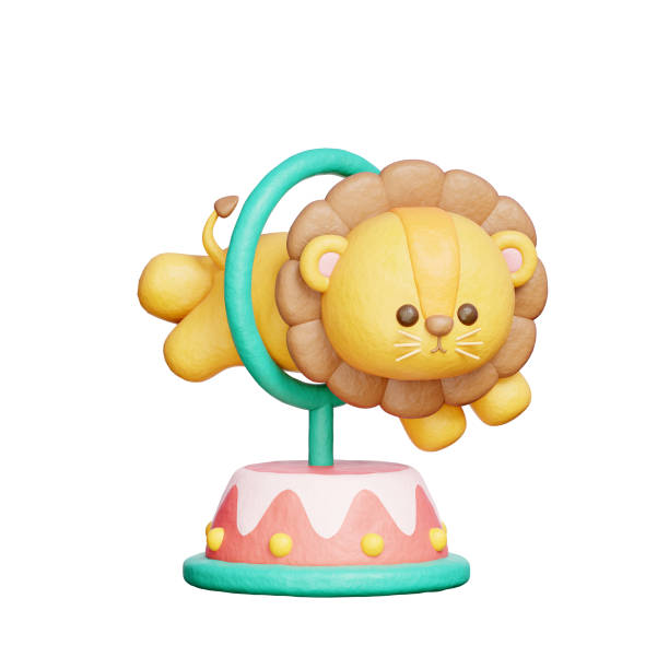 Tiger 3D Icon Illustration, perfect for enhancing digital projects with a circus theme.
