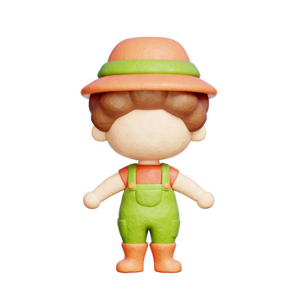 istock Gardener Character, gardening tools and farm equipment, 3D rendering. 2158523876