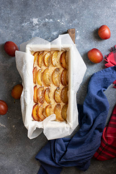 Healthy vegan rustic plum cake
