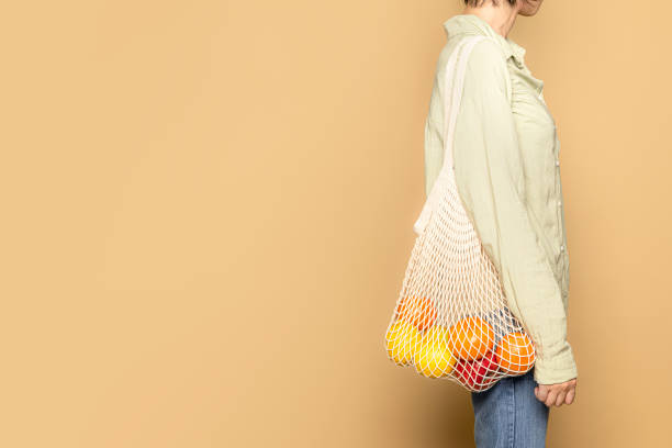 istock Grocery shopping with mesh bag 2158524585